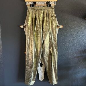 Vintage Gene Ewing Gold Lame Pants Women’s S Disco Clubbing Glam Whimsy Holiday